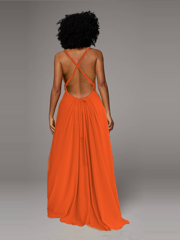 Plunge Tied Back Maxi Dress -- sold out