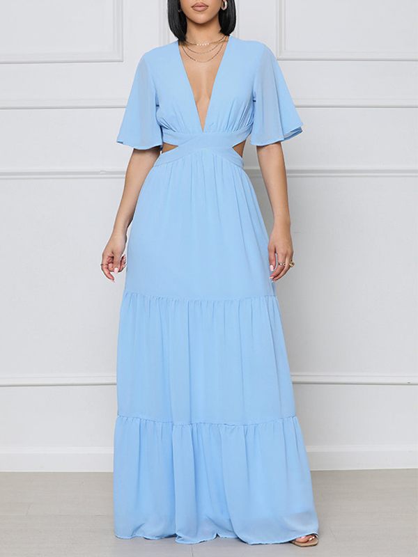 Josie V-neck Cut-out Knit Maxi Dress