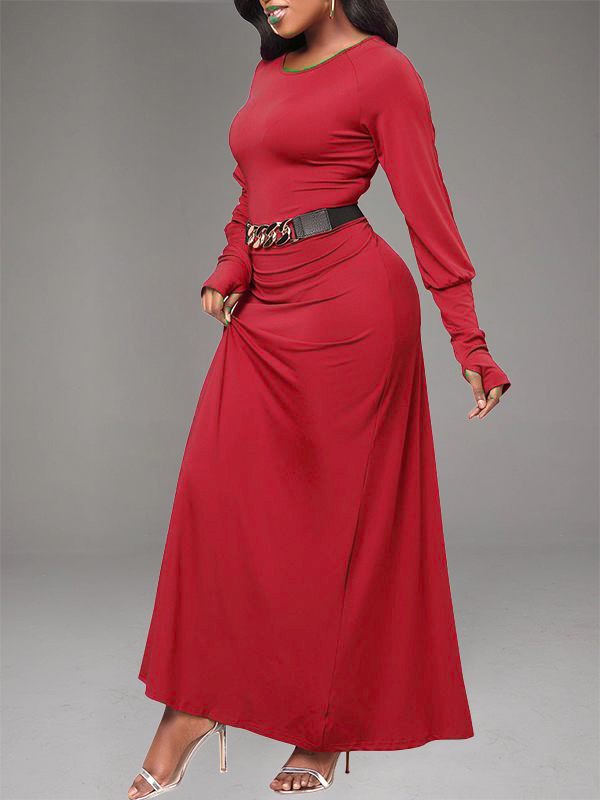 Solid Round-Neck Maxi Dress