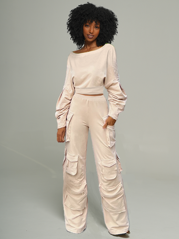 Twisted Top & Cargo Pants Set -- sold out