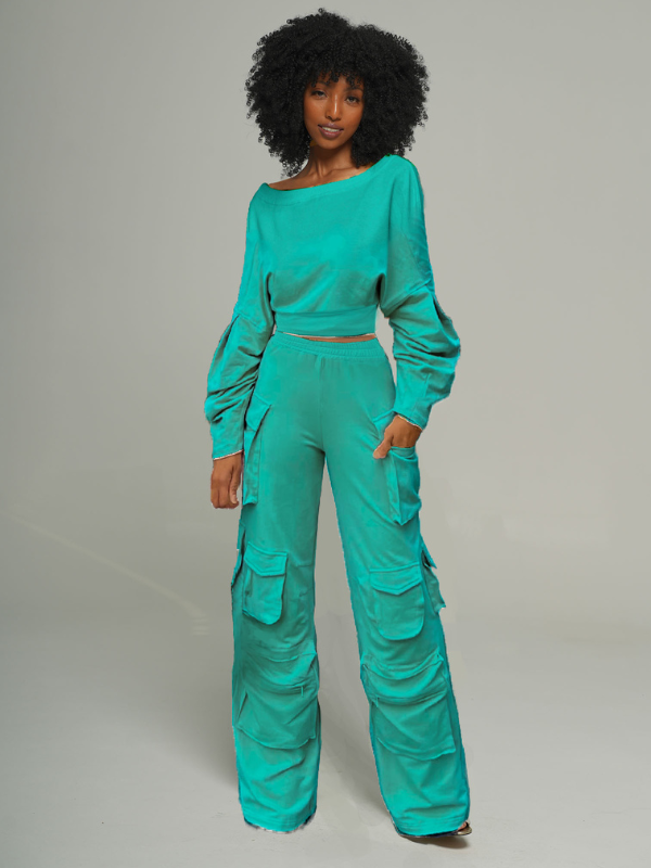 Twisted Top & Cargo Pants Set -- sold out