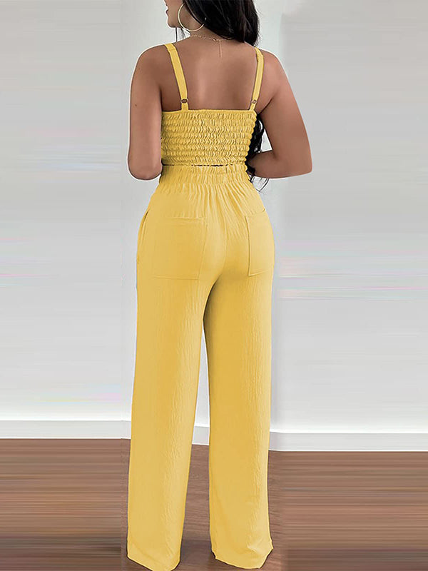 Solid Cami Top & Tied Pants Set
