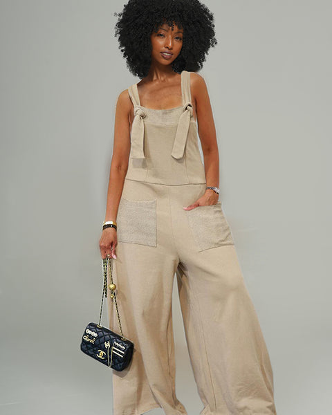 Tied Wide-Leg Overalls