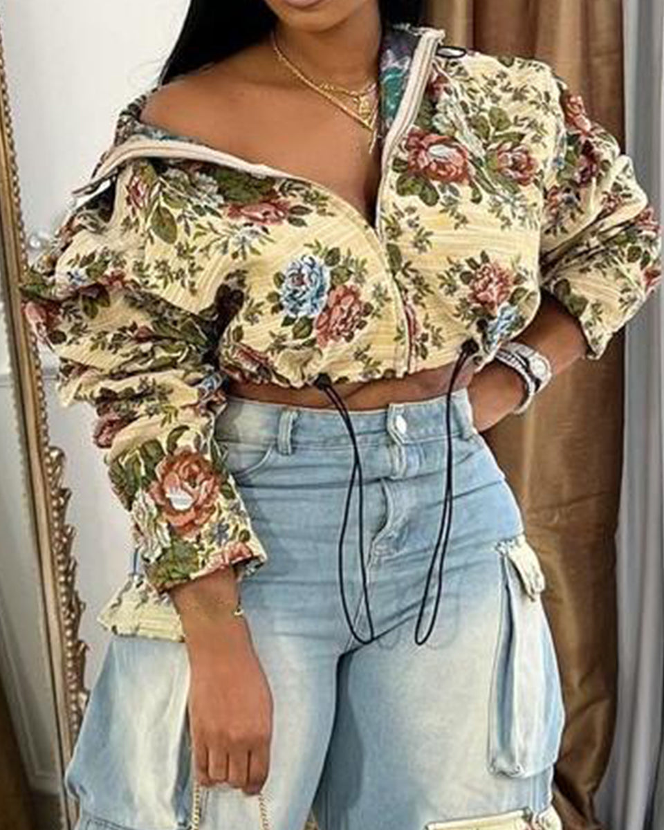 Printed Zip-Front Jacket