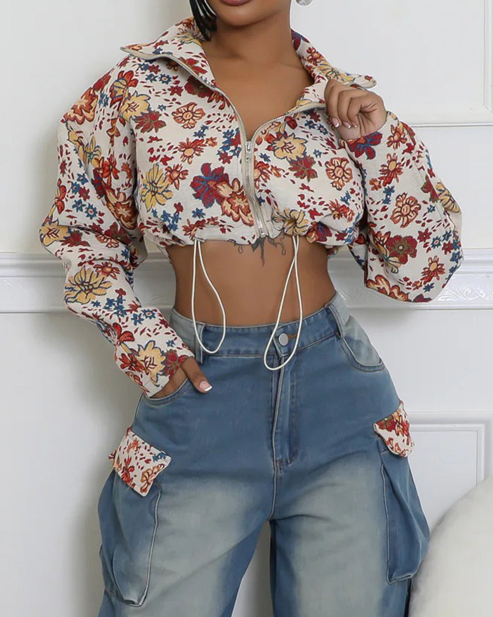 Printed Zip-Front Jacket