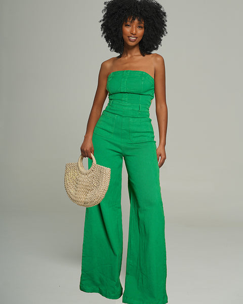 Strapless Wide Leg Jumpsuit