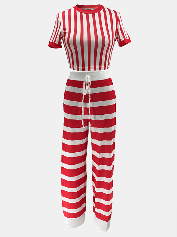 Printed Stripe Tee & Pants Set