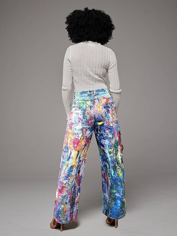 Abstract Printed Straight Pants