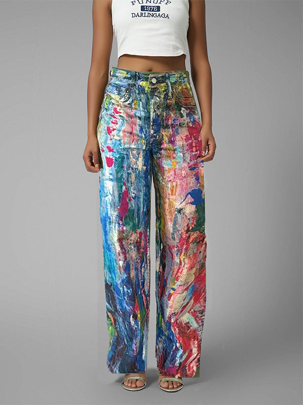 Abstract Printed Straight Pants