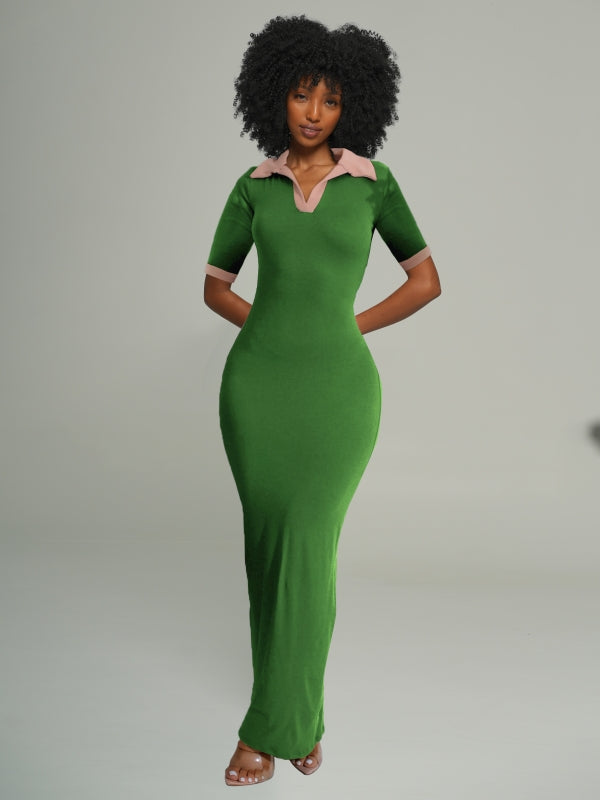 Contrast Polo Dress