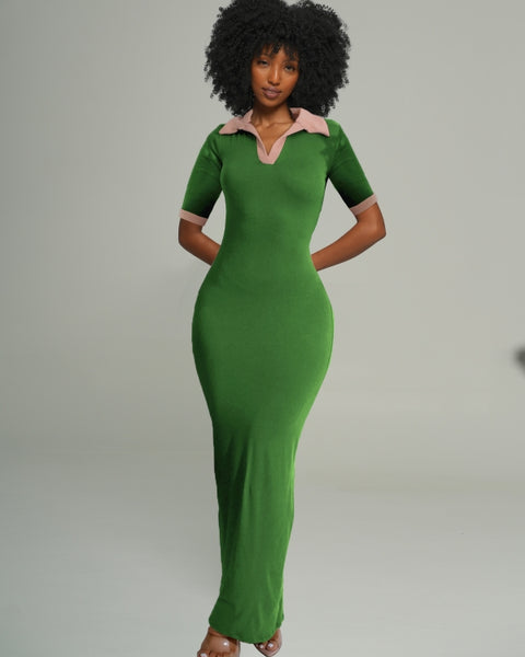 Contrast Polo Dress