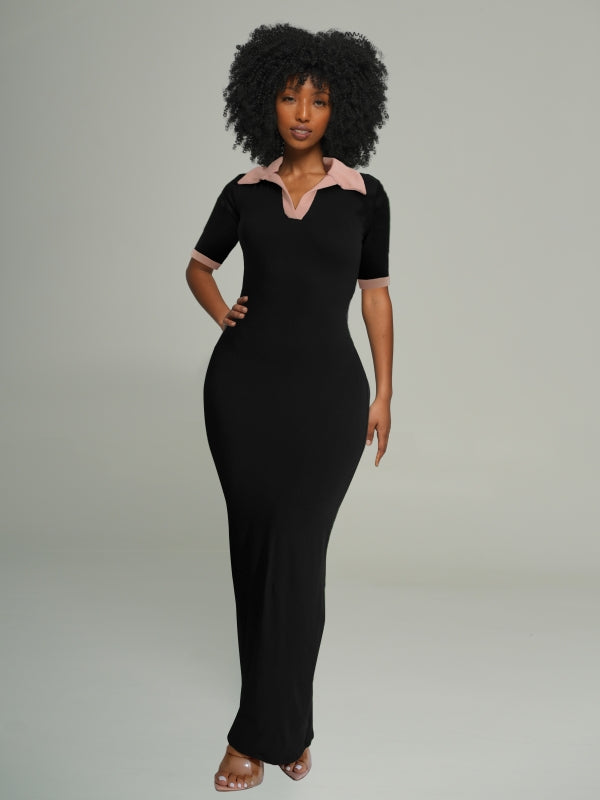 Contrast Polo Dress