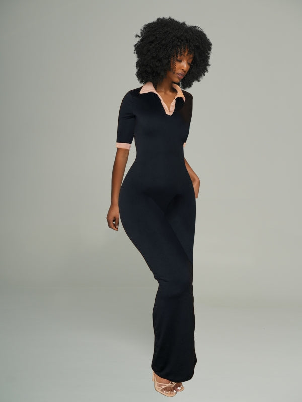 Contrast Polo Dress