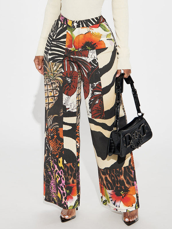 Printed Wide-Leg Pants