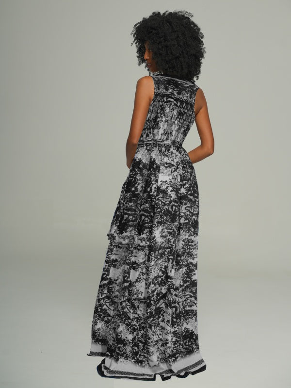Printed Sleeveless Shirt Dress