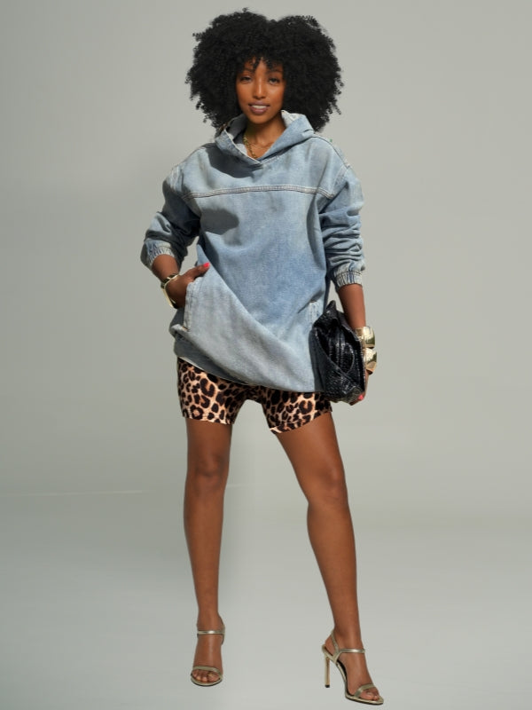Denim Pullover Hoodie