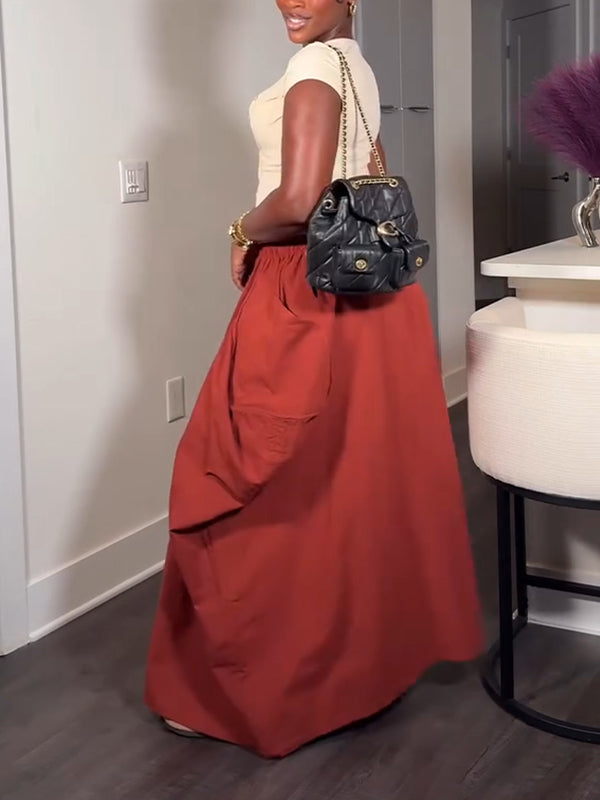 Drawstring Cargo Skirt