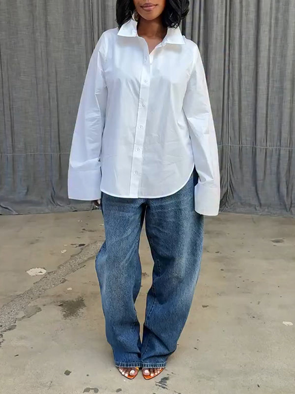 Convertible Sleeve Side-Slit Shirt