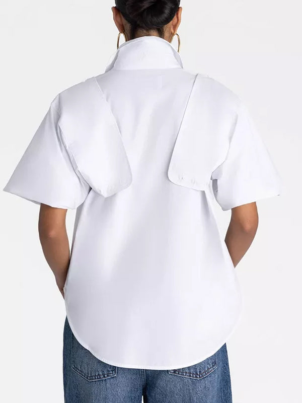 Convertible Sleeve Side-Slit Shirt