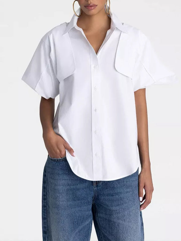 Convertible Sleeve Side-Slit Shirt