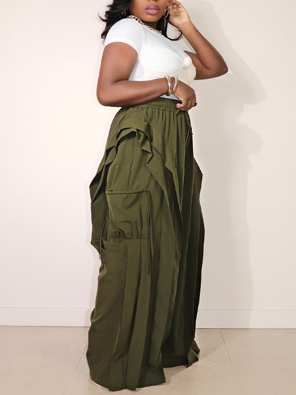 Frilled Wide-Leg Pants