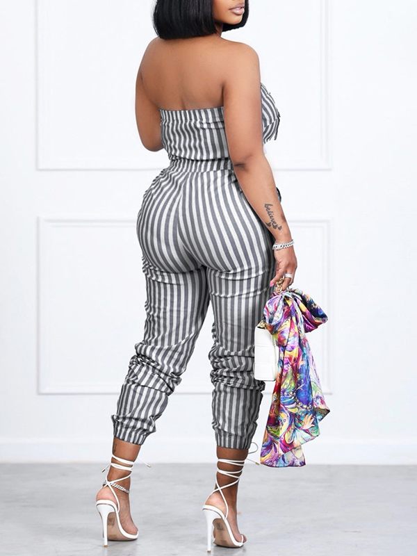 Stripe Cargo Jumpsuit