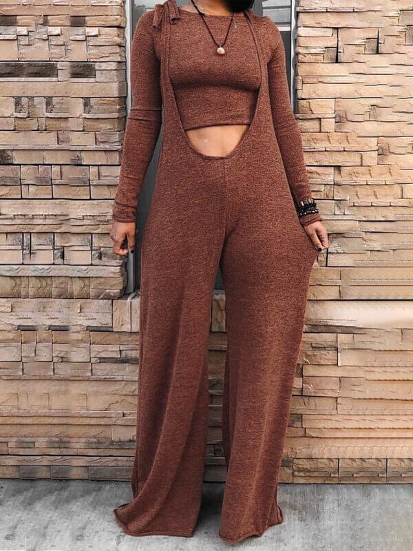 Cropped Top & Overalls Set
