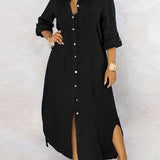 Tabbed Sleeve Shirt Dress