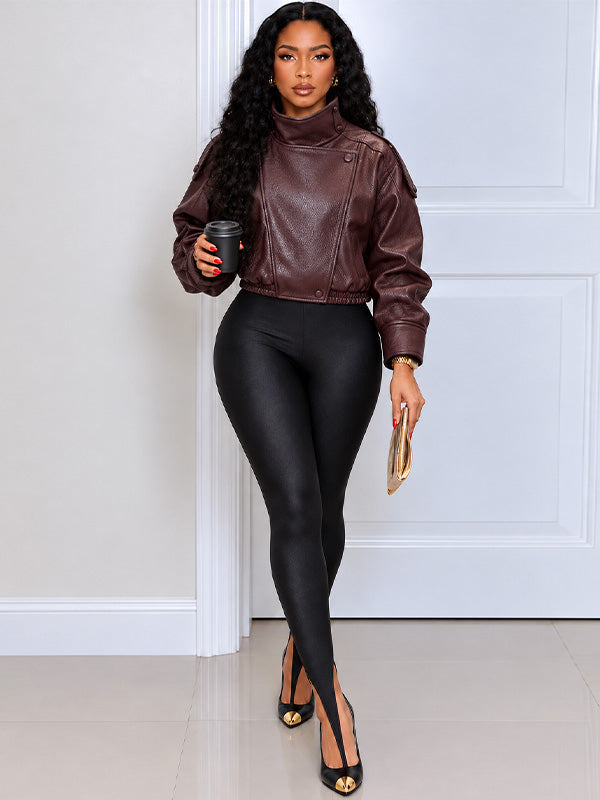 Faux-Leather Moto Jacket