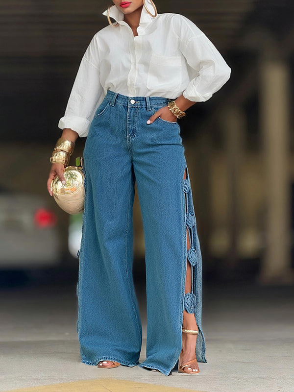 Side Slit Cutout Jeans