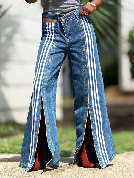 Stripe Button Jeans
