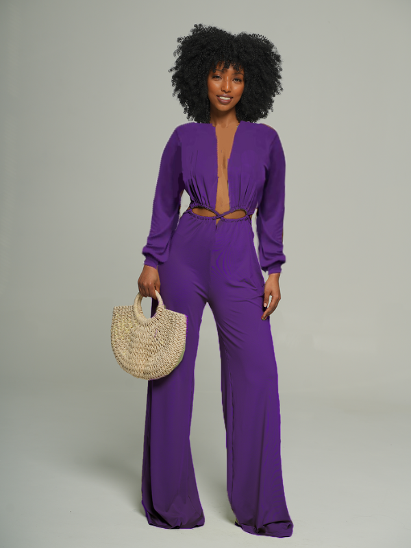 Lace-Up Plunge Jumpsuit