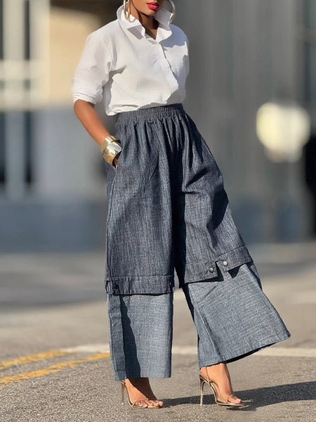 Two-Tone Wide-Leg Jeans