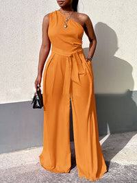 One-Shoulder Tied Jumpsuit