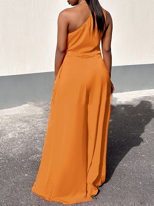 One-Shoulder Tied Jumpsuit