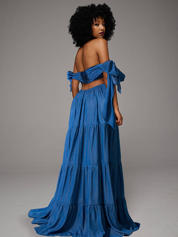 Off-Shoulder Ruffle Maxi Dress -- sold out
