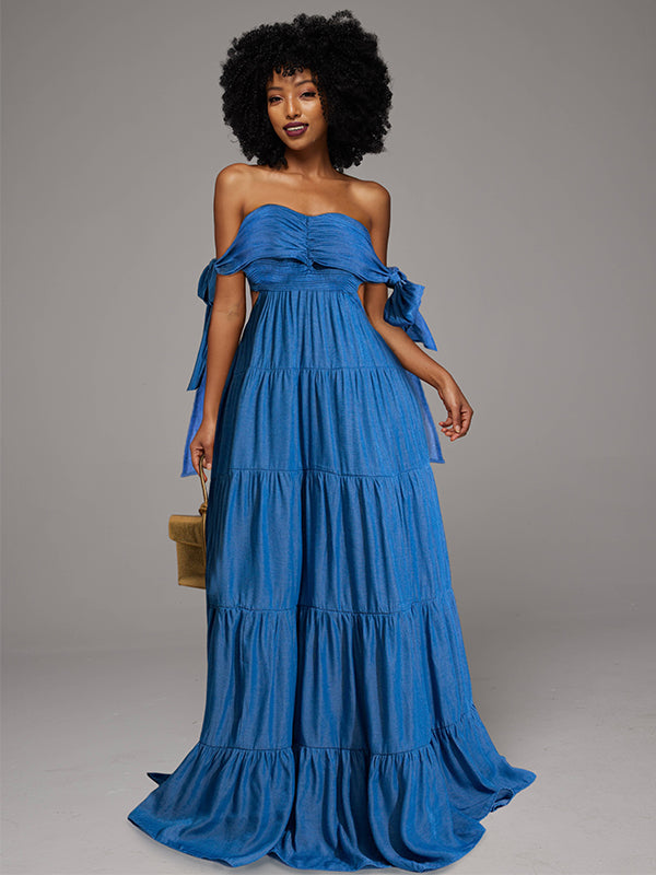 Off-Shoulder Ruffle Maxi Dress -- sold out