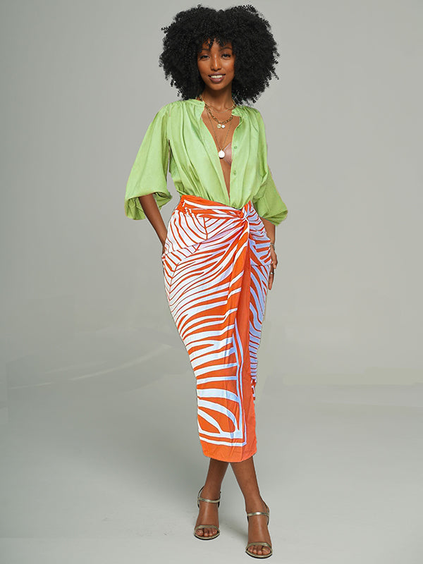 Printed Asymmetric Skirt