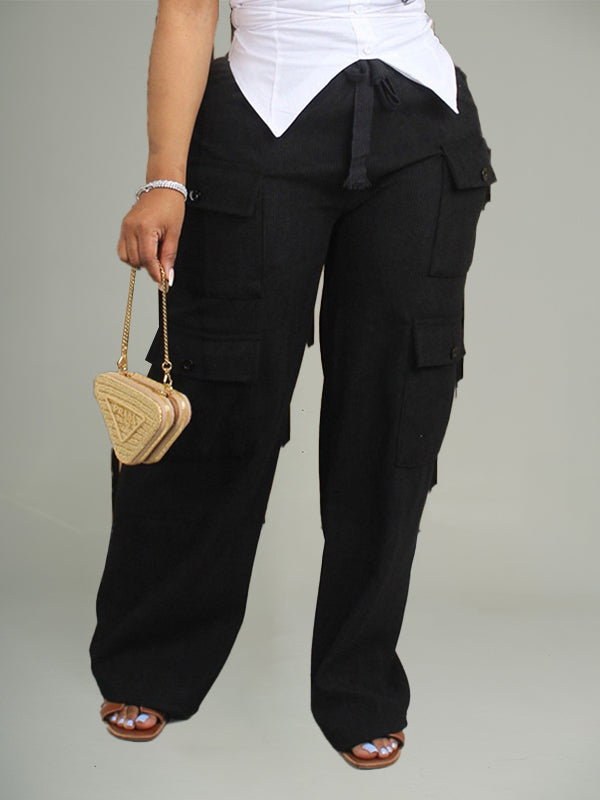 Solid Cargo Pants