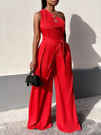 One-Shoulder Tied Jumpsuit