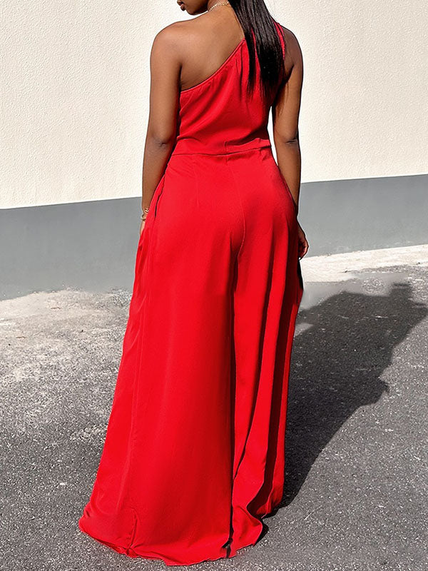 One-Shoulder Tied Jumpsuit