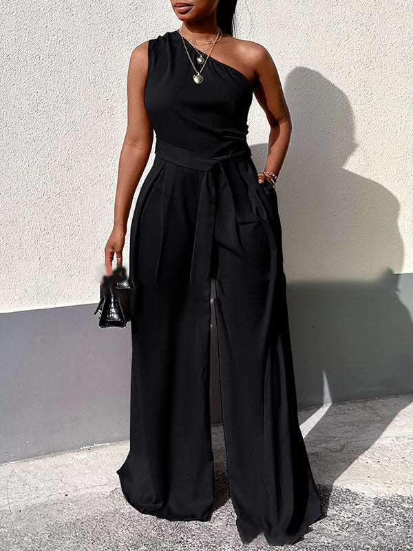 One-Shoulder Tied Jumpsuit