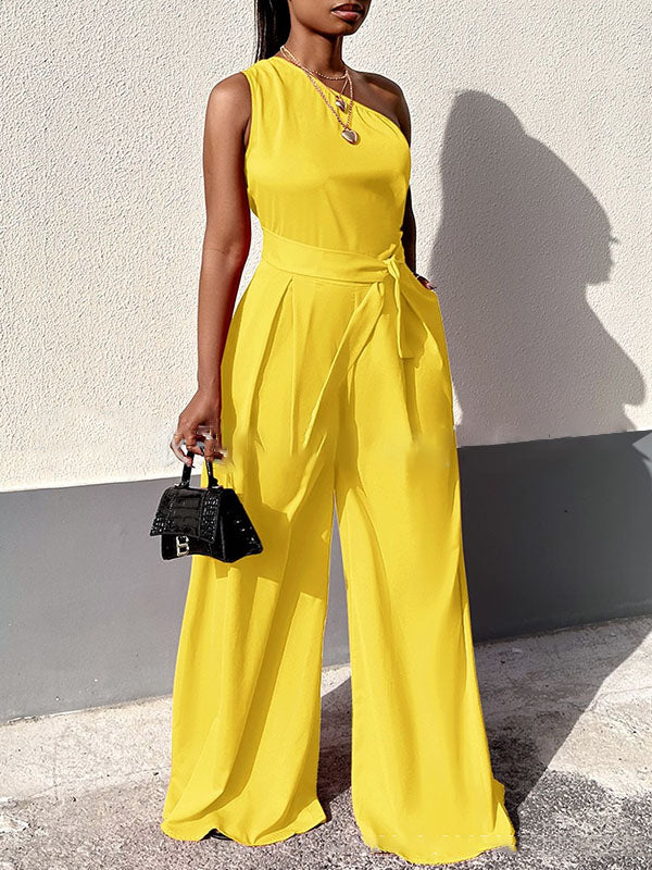 One-Shoulder Tied Jumpsuit