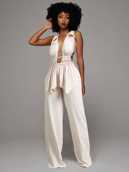 Tied Top & Wide-Leg Pants Set -- sold out