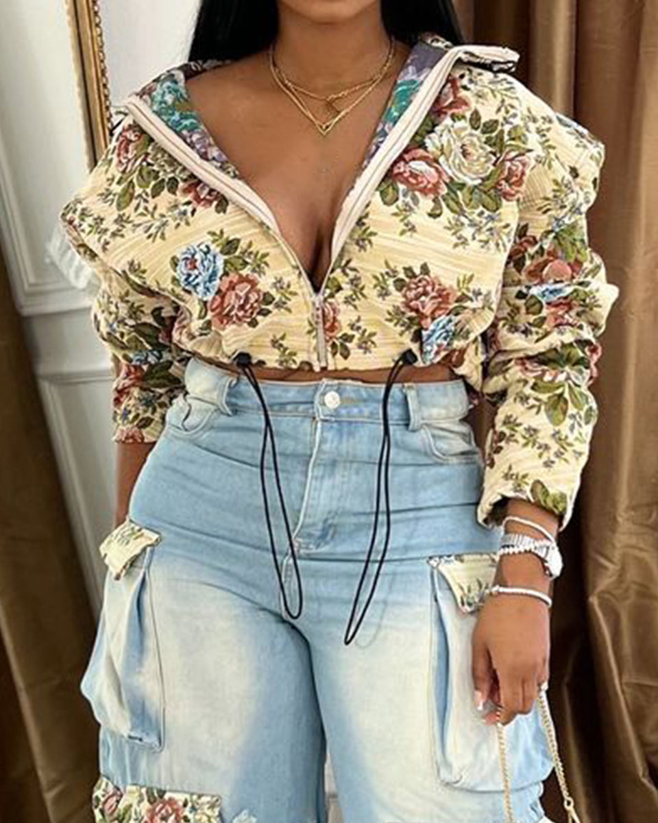 Printed Zip-Front Jacket
