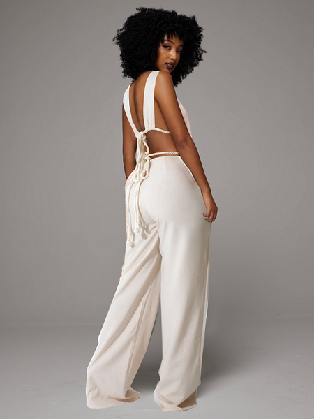 Tied Top & Wide-Leg Pants Set -- sold out