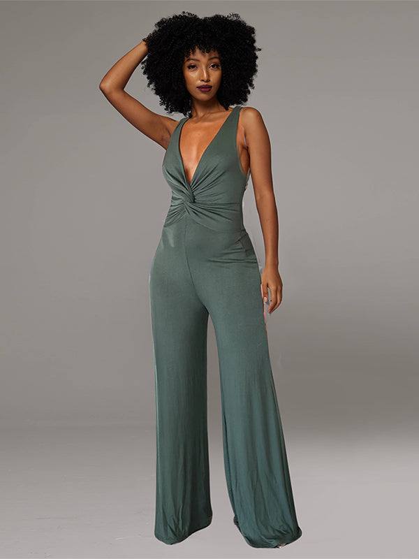 Twisted Sleeveless Wide-Leg Jumpsuit -- sold out