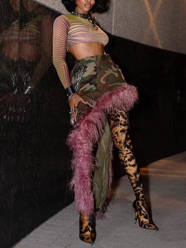 Feather Combo Camo Skirt