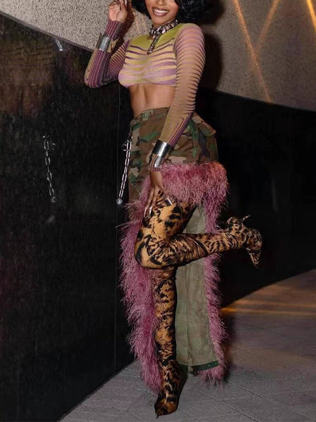 Feather Combo Camo Skirt