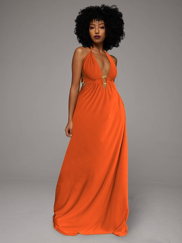Plunge Tied Back Maxi Dress -- sold out